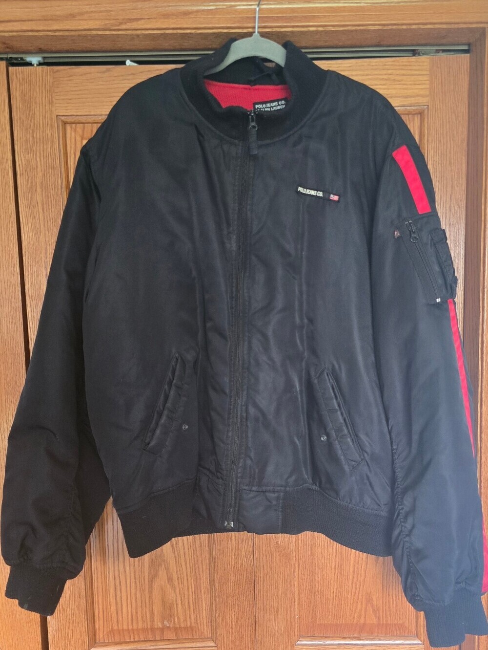 VTG Polo Ralph Lauren Jeans Co Black Thermal Lined Bomber Jacket Sz XXL Military
